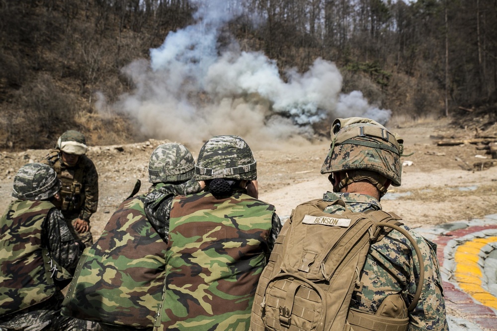 The range is hot: U.S. Marines and ROK Marines execute demolition range