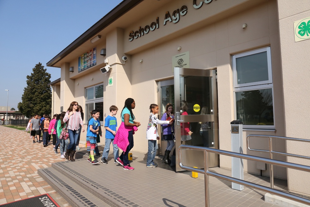 Students learn the evacuation procedure during active shooter exercise