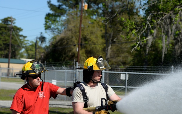Air National Guard Fire Departments Train at 165th Airlift Wing Regional Fire Training Facility