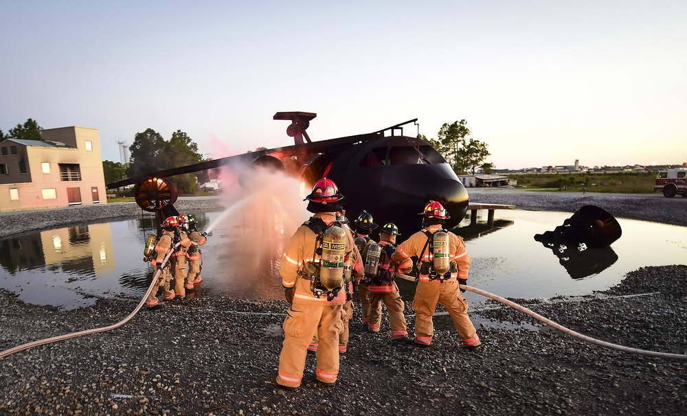 Dusk or dawn, fire commandos train on