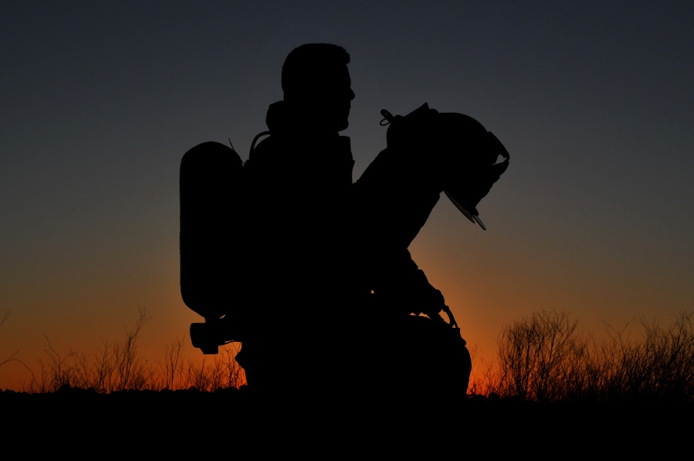 Dusk or dawn, fire commandos train on