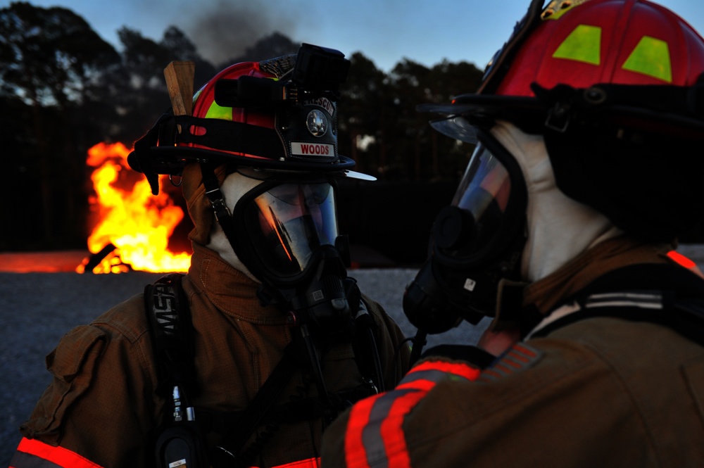 Dusk or dawn, fire commandos train on