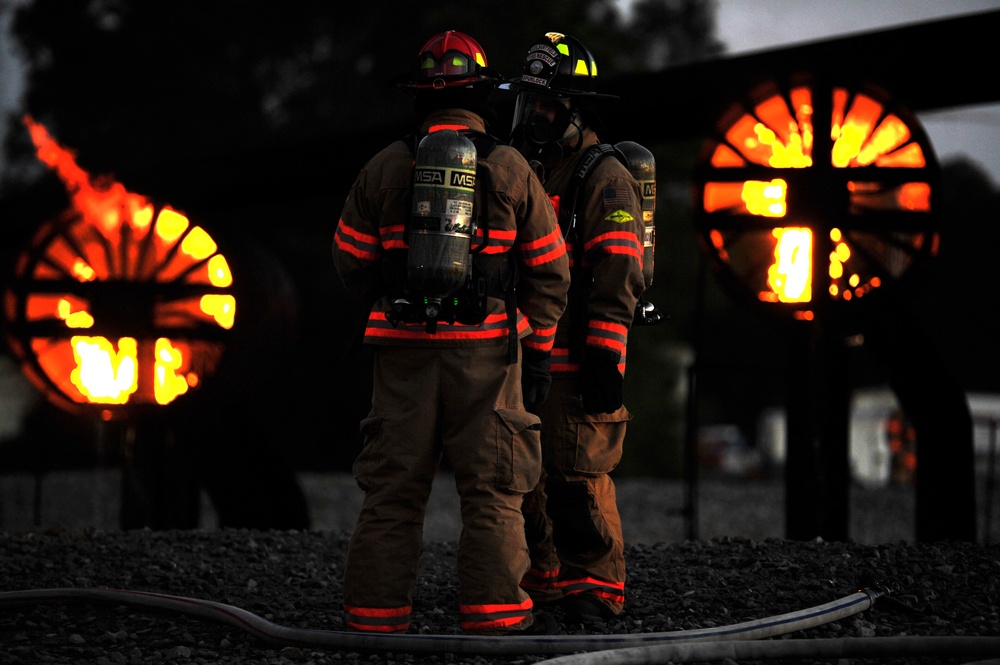 Dusk or dawn, fire commandos train on