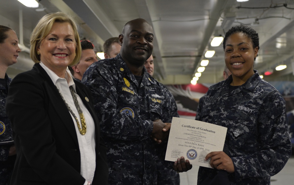 Ship Sponsor Meets Ford's Newest In-Port Security Graduates