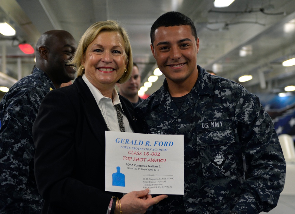 Ship Sponsor Meets Ford's Newest In-Port Security Graduates