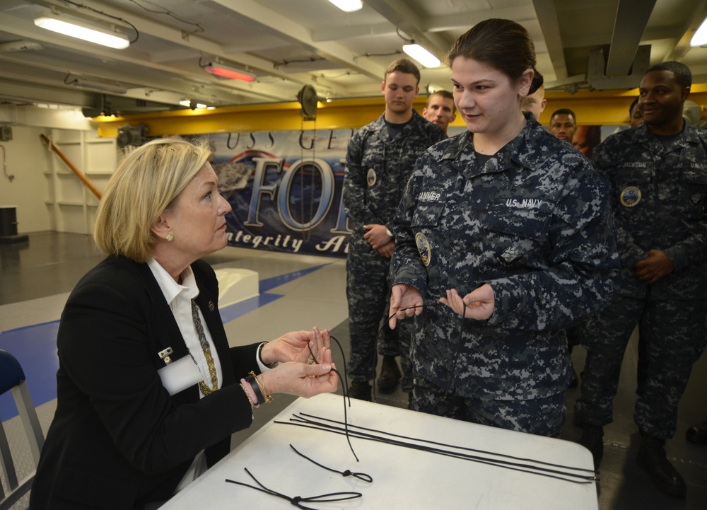Ship Sponsor Tours CVN 78's Forecastle