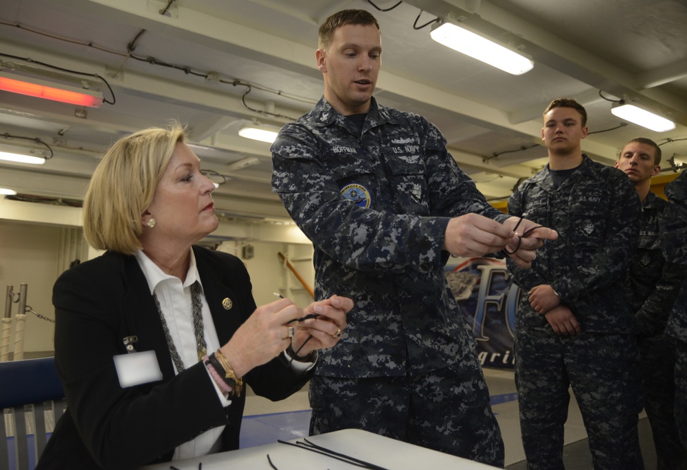 Ship Sponsor Tours CVN 78's Forecastle
