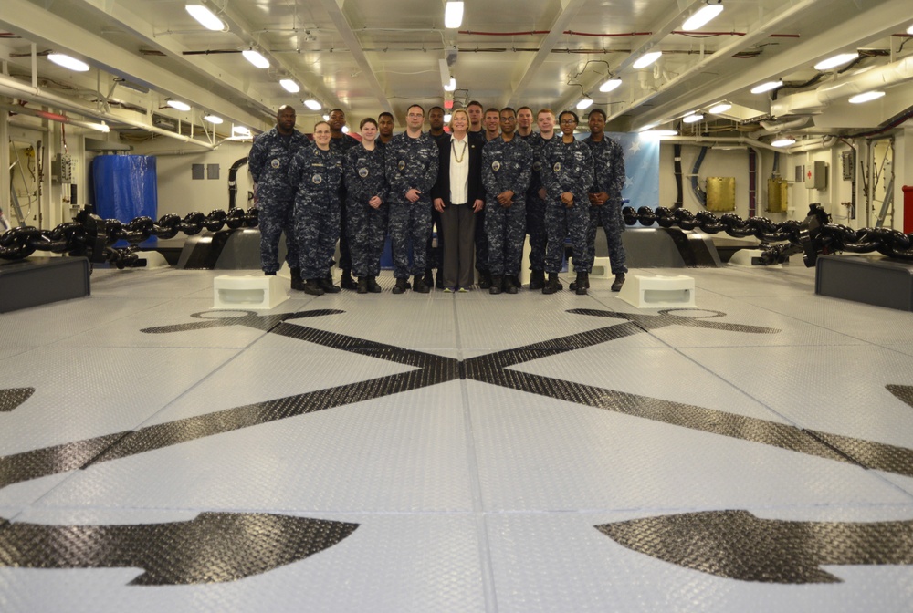 Ship Sponsor Tours CVN 78's Forecastle