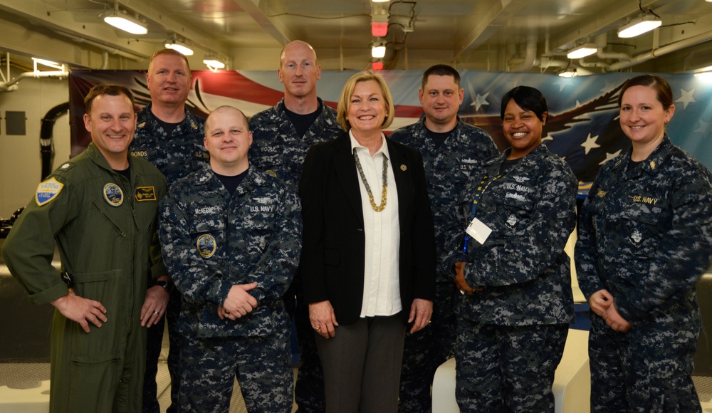 Ship Sponsor Tours CVN 78's Forecastle