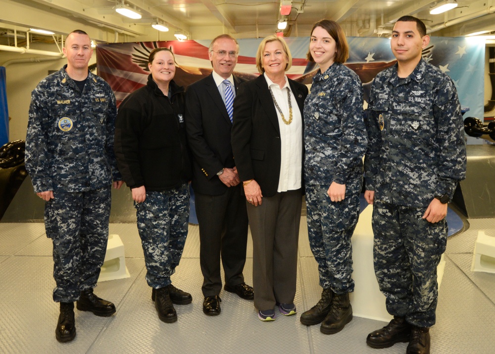 Ship Sponsor Tours CVN 78's Forecastle