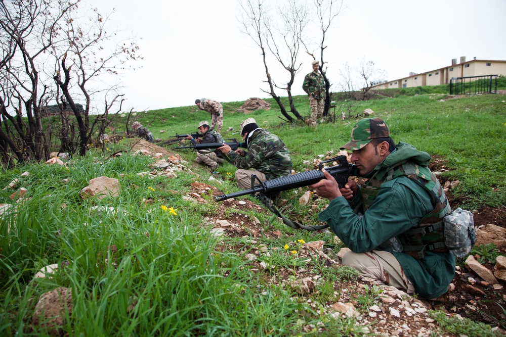 Peshmerga soldiers participate in training classes