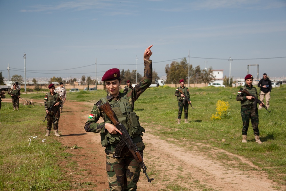 Female Zeravani soldiers learn tactical movements