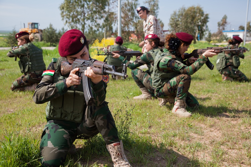 Female Zeravani soldiers learn tactical movements