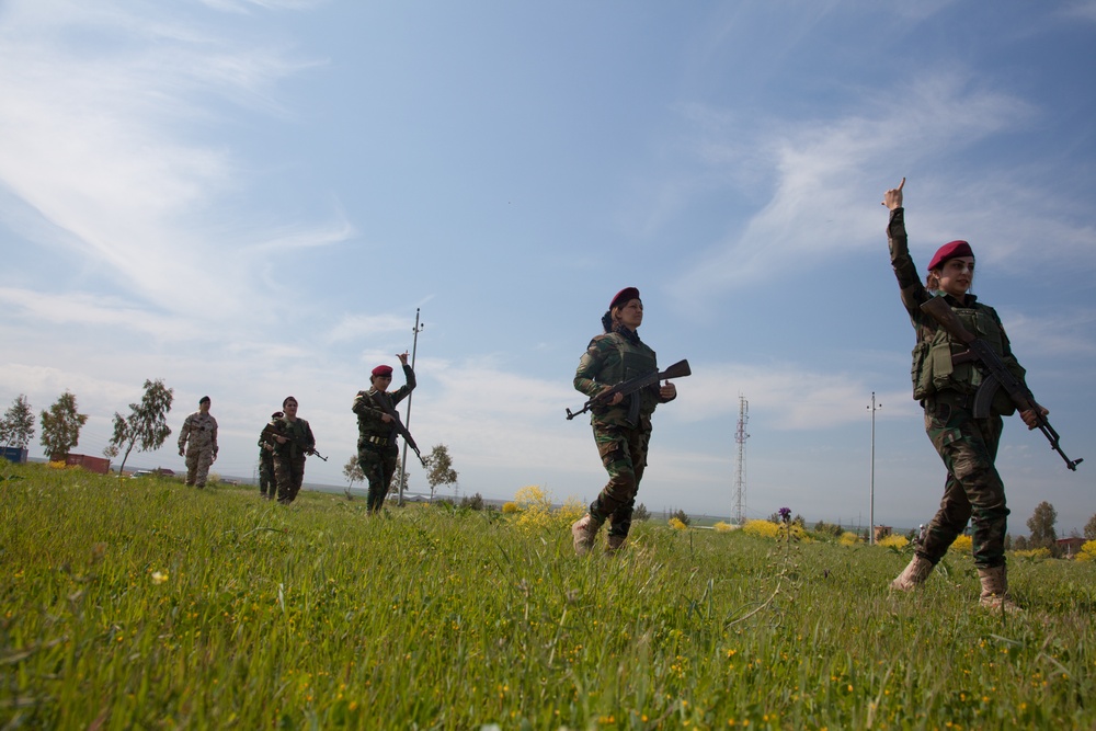 Female Zeravani soldiers learn tactical movements