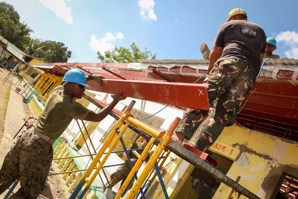 Construction continues at Matangharon Elementary School during Balikatan 2016