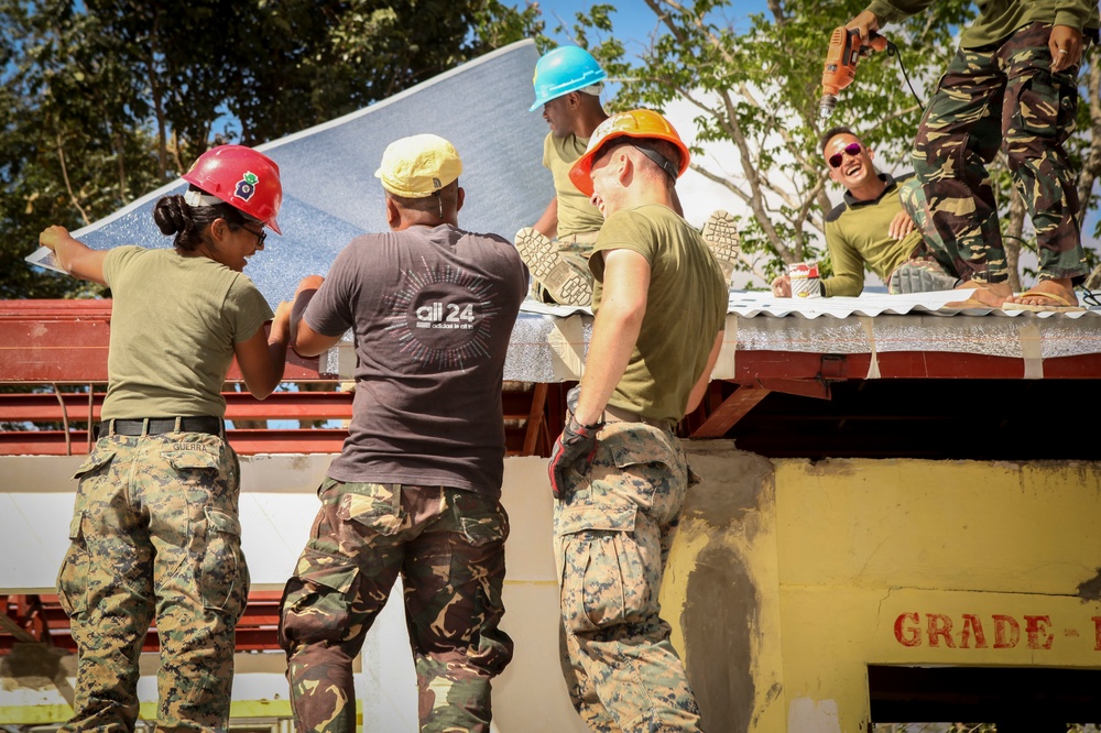 Construction continues at Matangharon Elementary School during Balikatan 2016