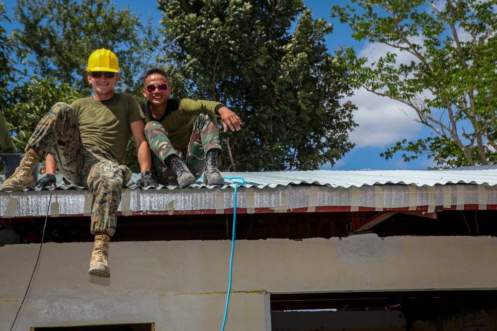 Construction continues at Matangharon Elementary School during Balikatan 2016