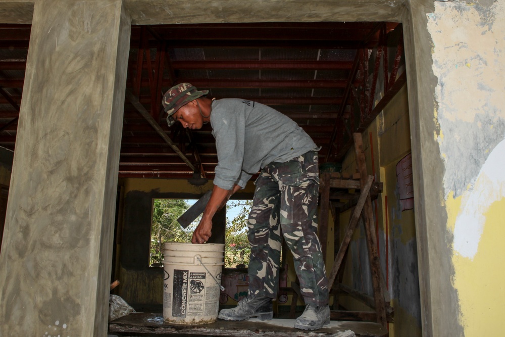 Construction continues at Matangharon Elementary School during Balikatan 2016