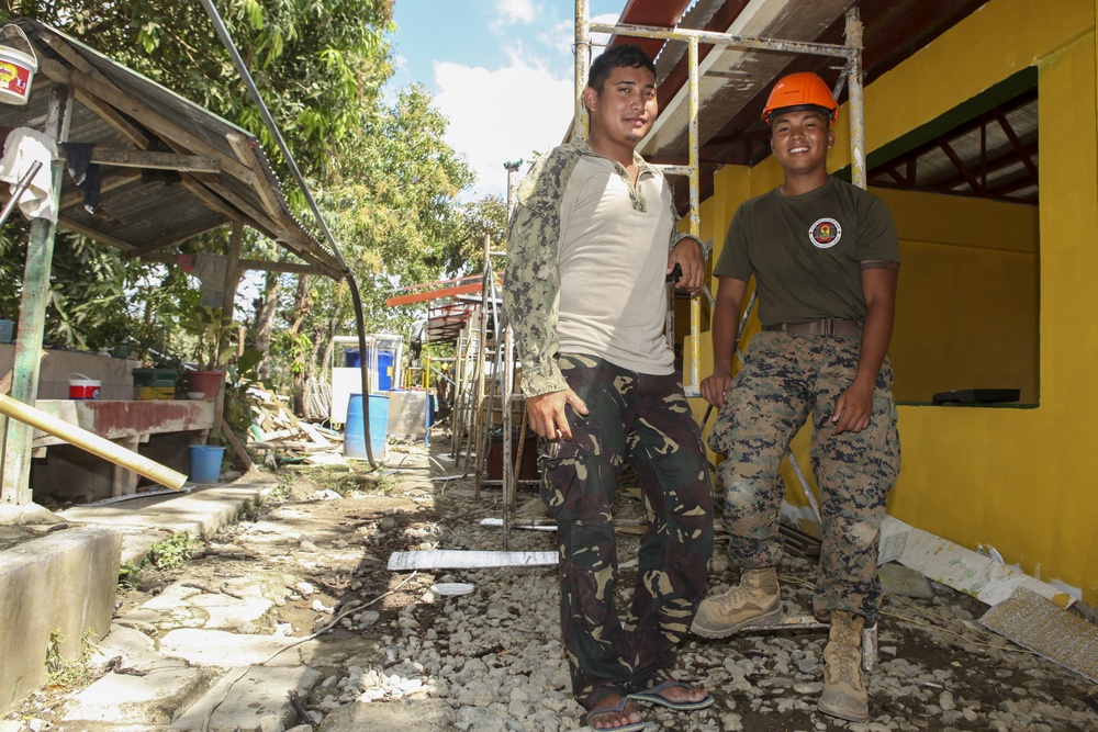 Construction continues at Matangharon Elementary School during Balikatan 2016