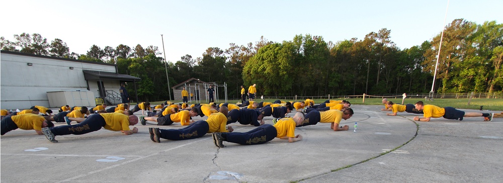 FRCSE Chiefs mark their birthday with PT session for Sailors