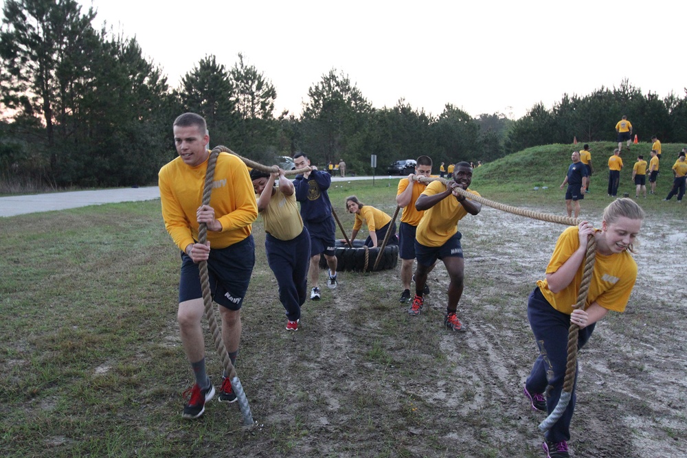 FRCSE Chiefs mark their birthday with PT session for Sailors