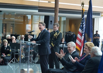 Sen. Gary Peters Honors Sen. Carl M. Levin during Navy Ceremony
