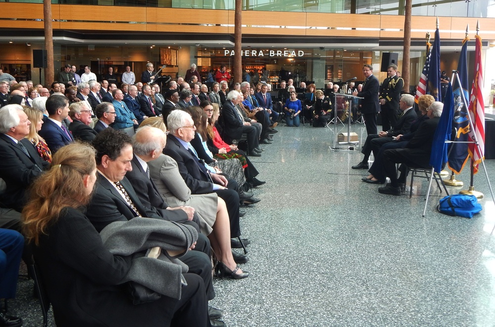 Sen. Gary Peters Honors Sen. Carl M. Levin at Detroit Navy Ceremony