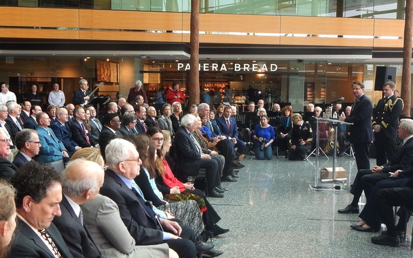 Sen. Gary Peters Honors Sen. Carl M. Levin at Detroit Navy Ceremony