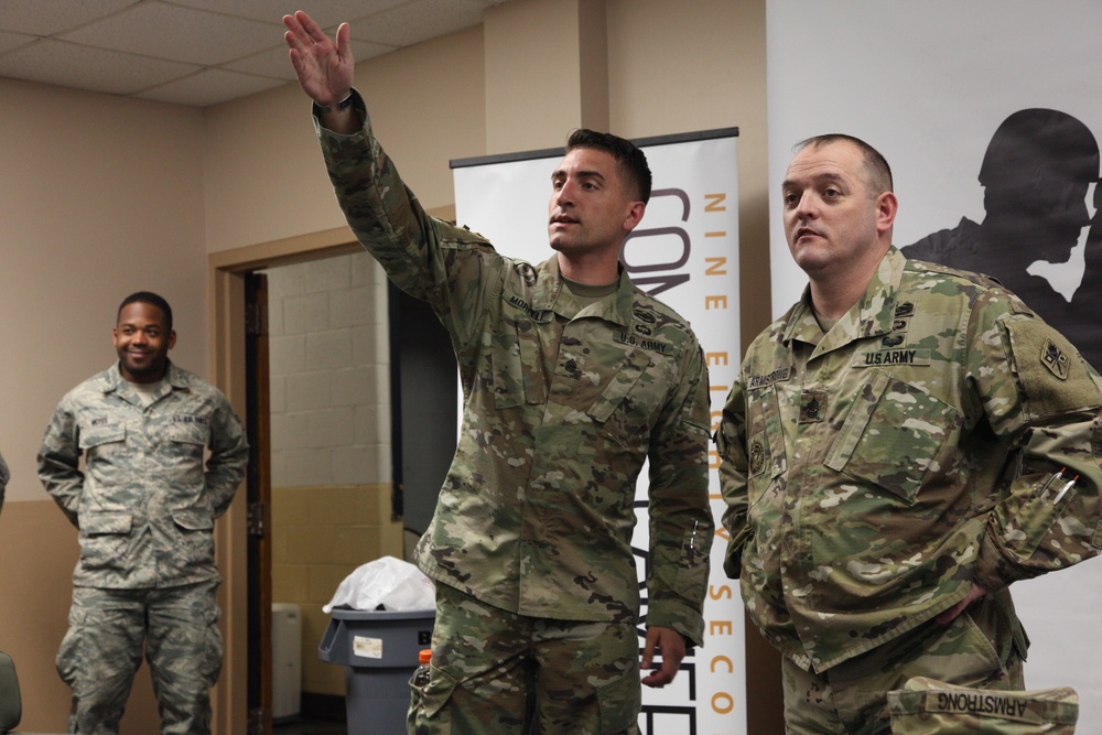SGM Armstrong visits the 982nd Com Cam Co. (ABN.)