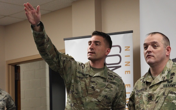 SGM Armstrong visits the 982nd Com Cam Co. (ABN.)