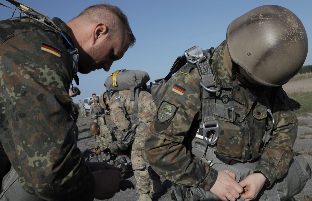 German soldiers prepare for airborne operations.