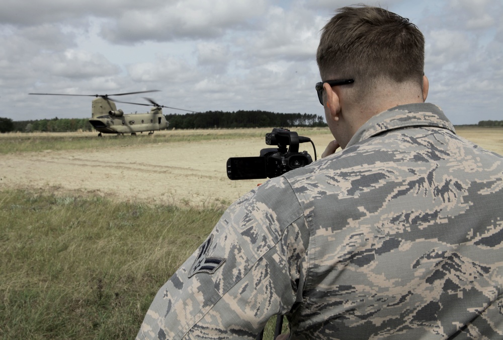 U.S. airman documents a CH-47.