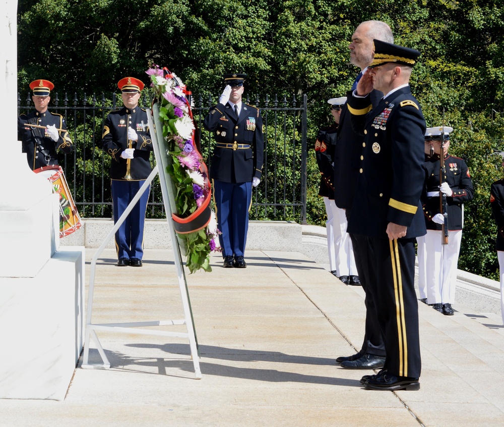 Albanian Prime Minister honors U.S. service members at Arlington