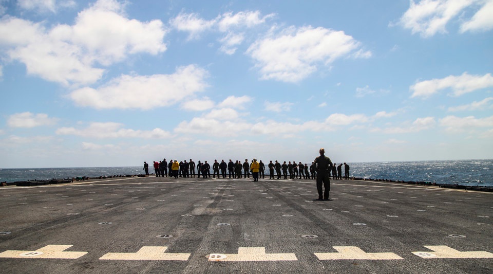 22D MEU Combat Cargo Marines Conduct FOD Walk
