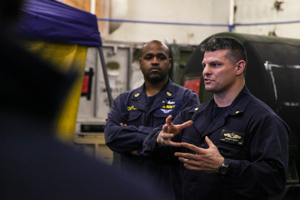 USS Whidbey Island Conducts Evacuation Control Center Exercise