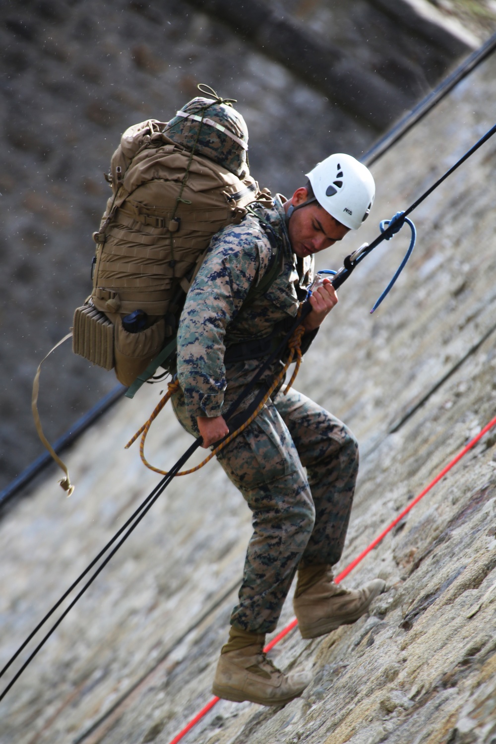 SPMAGTF-CR-AF Marines rappel during French Commando training