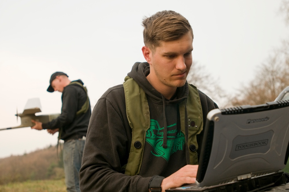 Opposing Forces Fly Unmanned Aerial Vehicle During Saber Junction 16