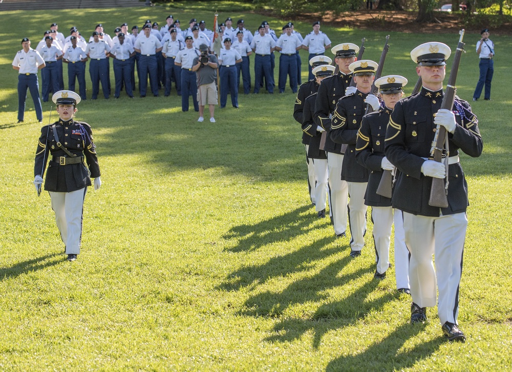 Pershing Rifles perform drill and ceremony