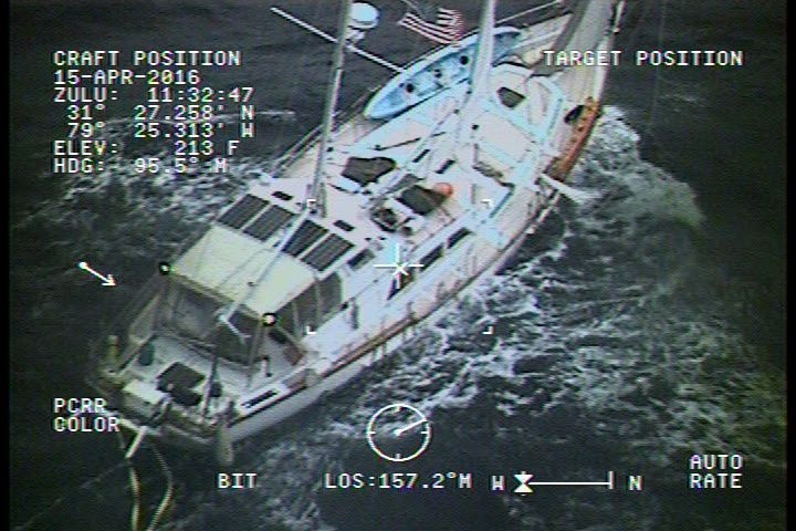Coast Guard rescues 3 from storm-tossed sailboast