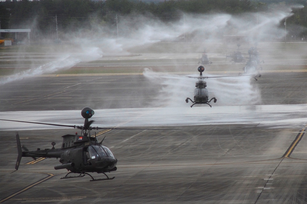 The Kiowa Warrior's final &quot;salute&quot; flyover of Fort Bragg and Fayetteville.