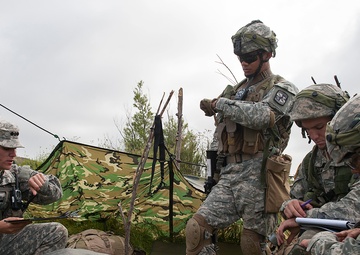 U.S military Combat Cameramen train in field exercise