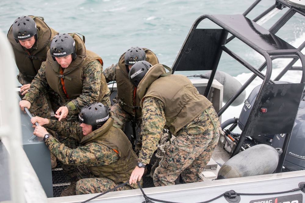 SPMAGTF Marines rehearse French Commando boat evacuation drills