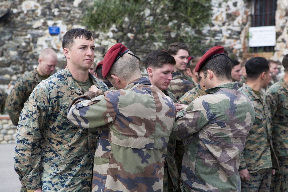 SPMAGTF-CR-AF Marines receive French Commando pins