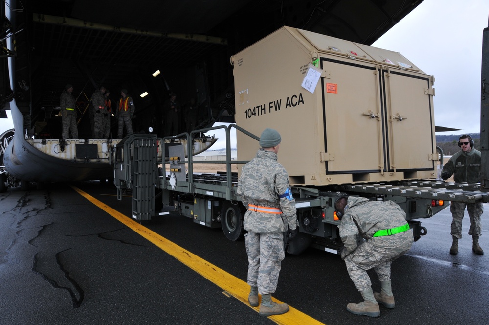 104th Fighter Wing Deploys to Europe with the help of the 9th Airlift Squadron and 103rd Airlift Wing