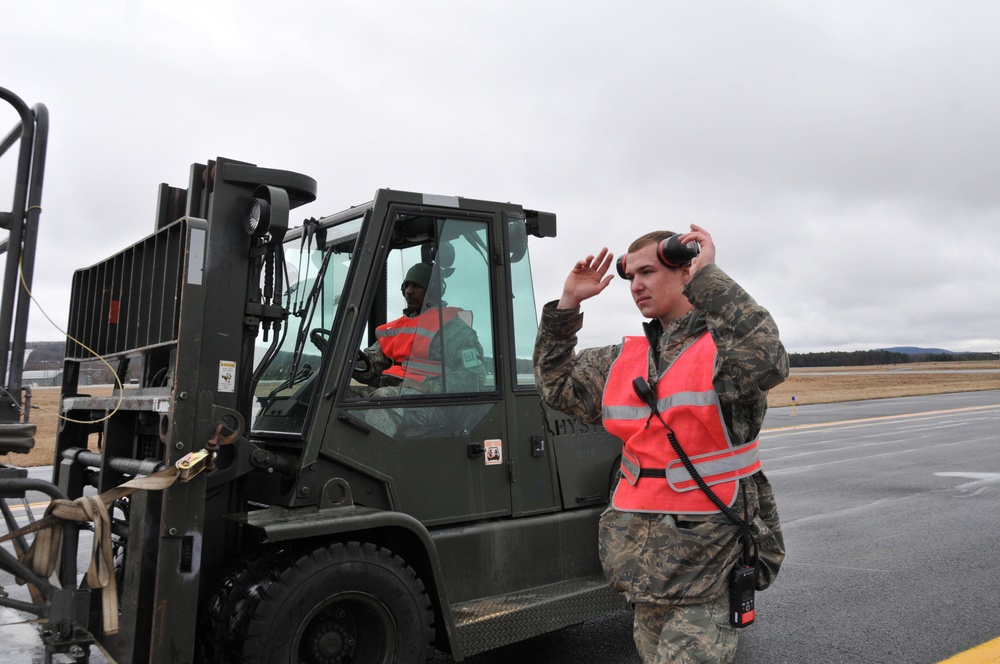 104th Fighter Wing Deploys to Europe with the help of the 9th Airlift Squadron and 103rd Airlift Wing