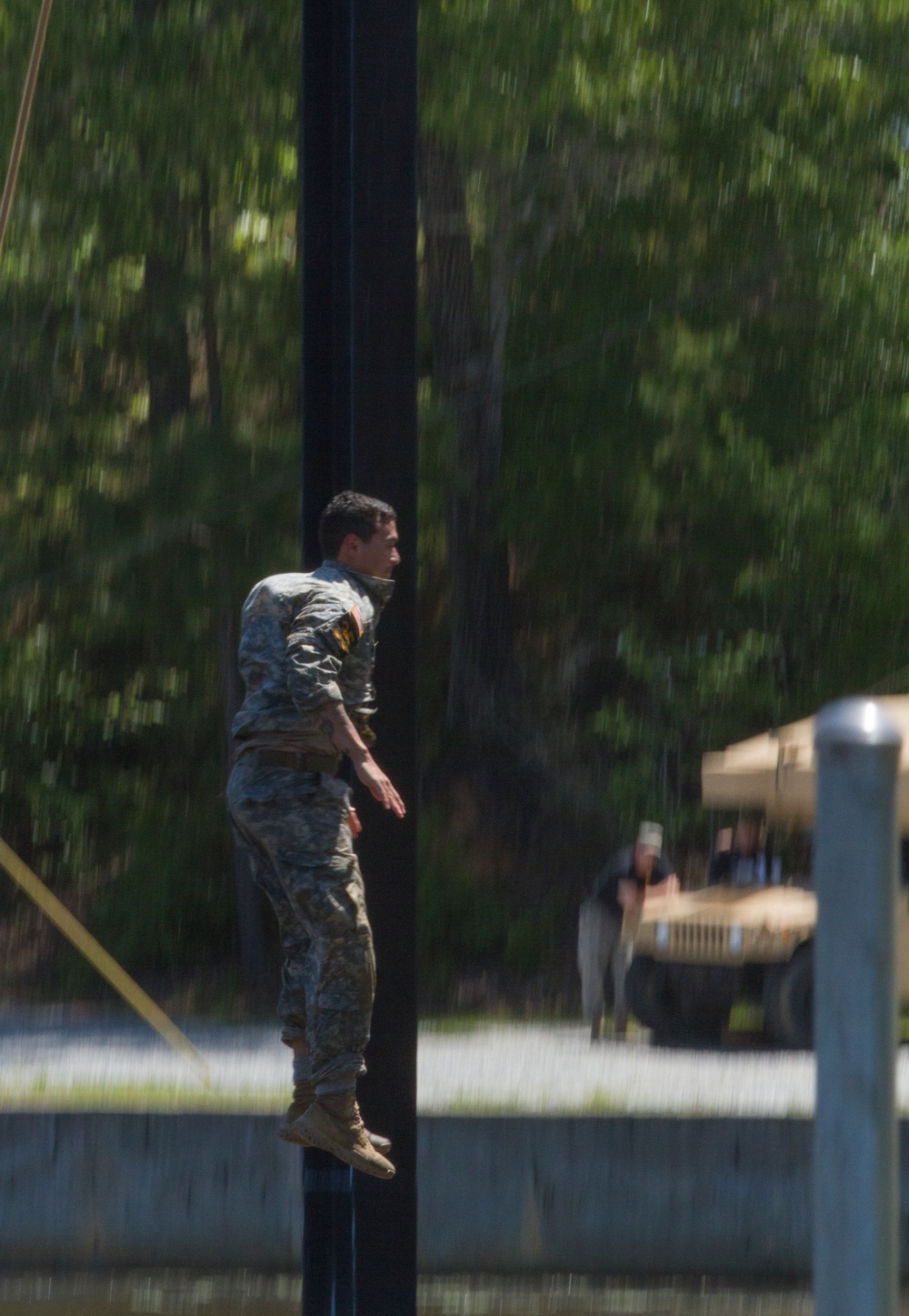 Army Ranger drops into Victory Pond