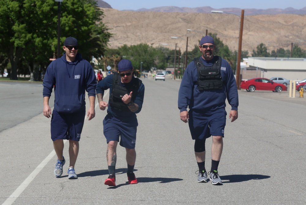 Firefighters stride their way through the No More 5K