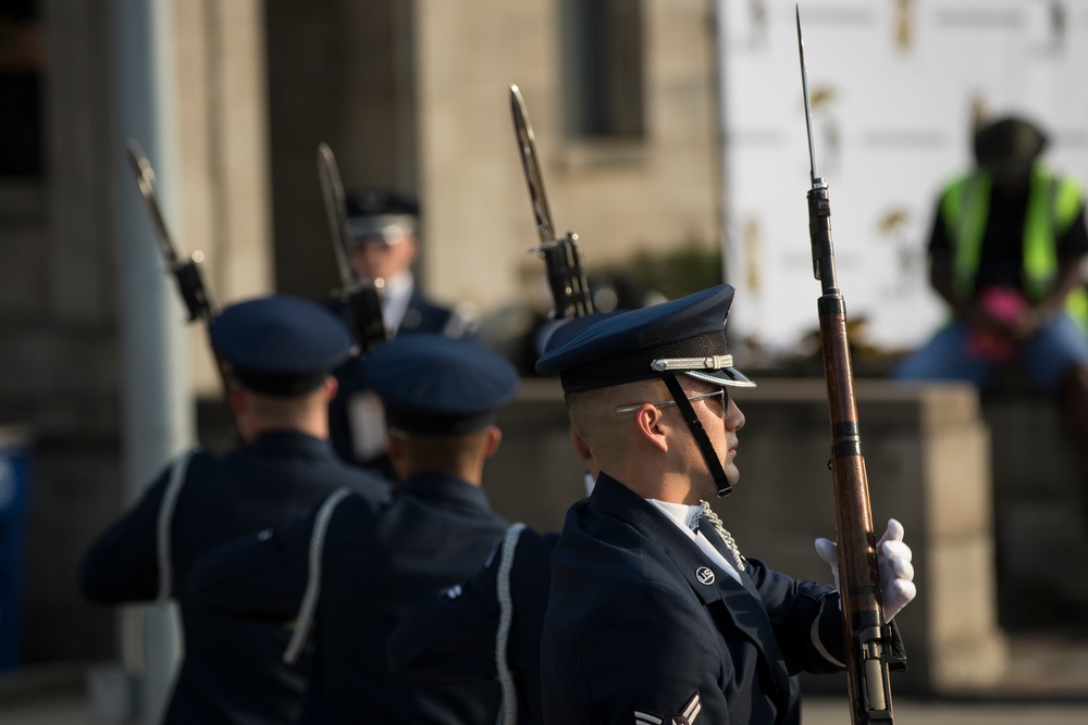 U.S. Air Force Honor Guard Drill Team performs in San Antonio