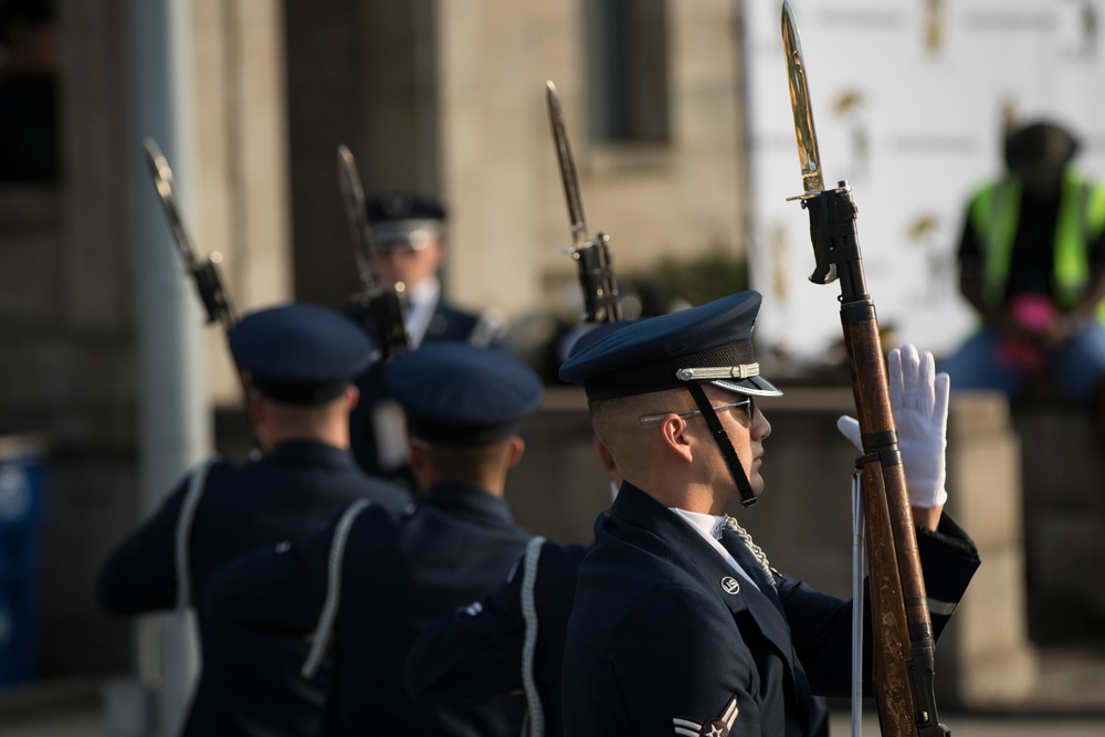 U.S. Air Force Honor Guard Drill Team performs in San Antonio