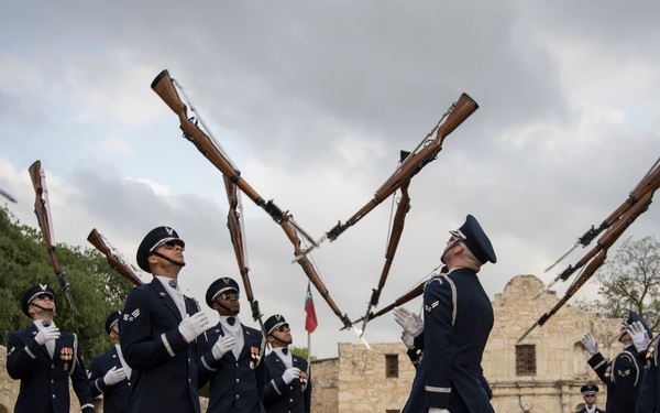 U.S. Air Force Honor Guard Drill Team performs in San Antonio